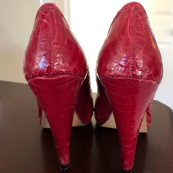 Aldo Red Snakeskin Heels 5 - Picture 2 of 5